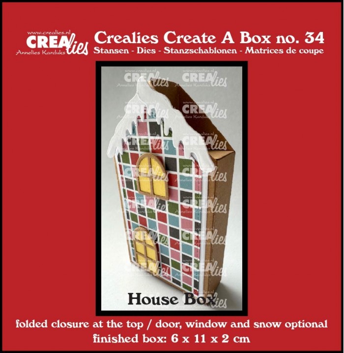 Crealies Die – Flat Box House with Door, Window and Snow Medium