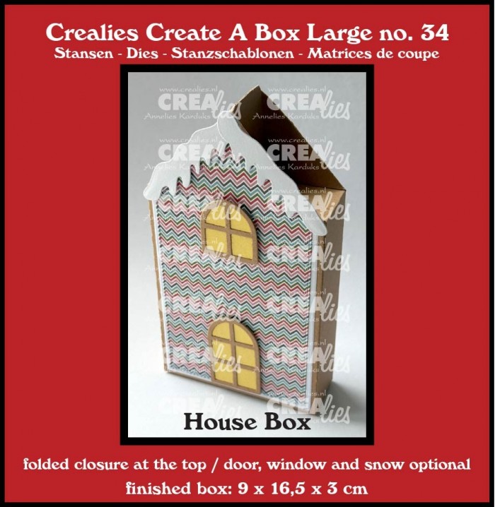 Crealies Die – Flat Box House with Door, Window and Snow Large