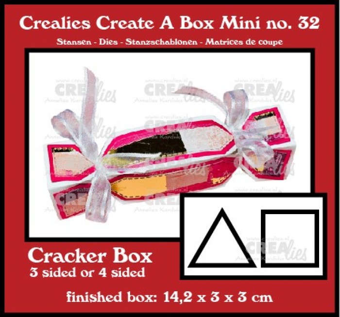 Crealies Create A Box Mini stansen no. 32, Cracker 3 en 4 kantig mini