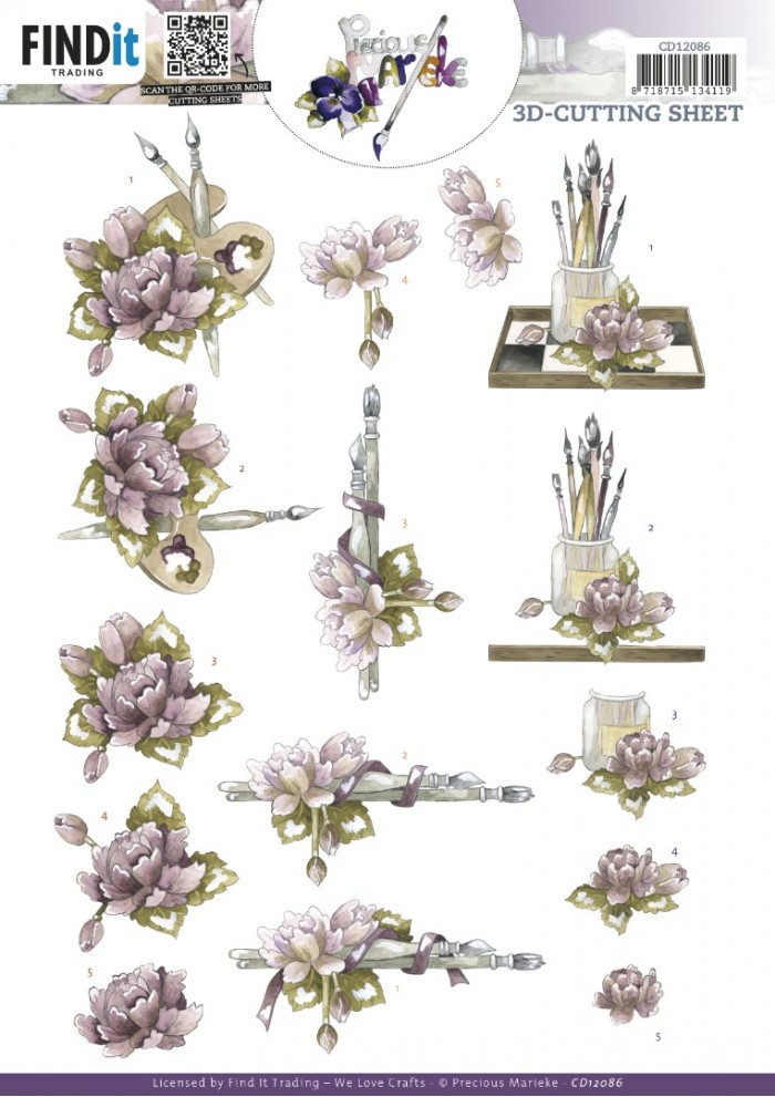 3D Cutting Sheet - Precious Marieke - Painted Flowers