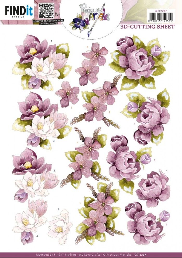 3D Cutting Sheets - Precious Marieke - Purple Magnolia