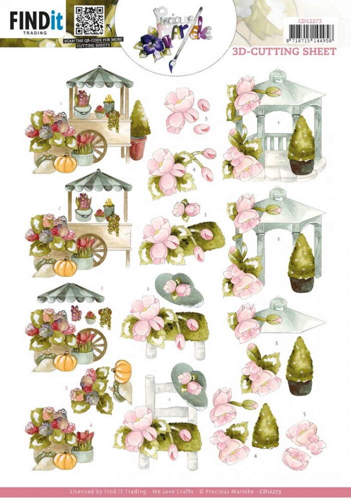 3D Cutting Sheet - Precious Marieke - Flowers everywhere