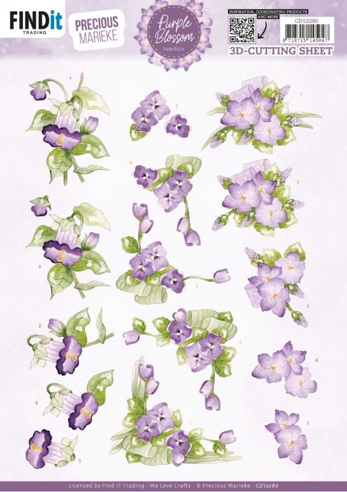 3D Cutting Sheet - Precious Marieke - Purple Blossom - Violet