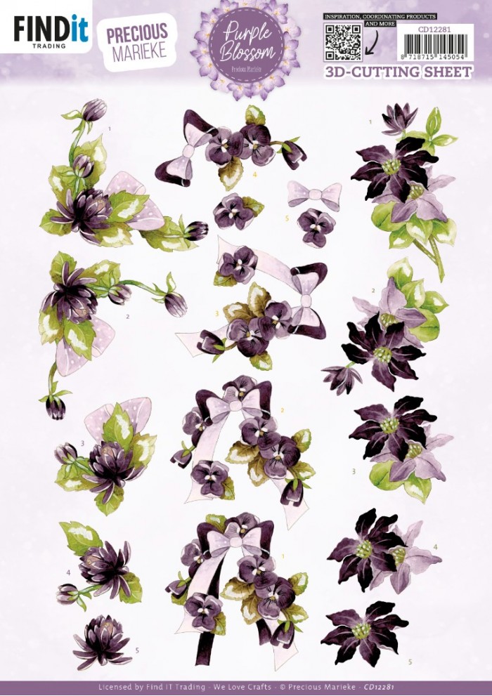 3D Cutting Sheet - Precious Marieke - Purple Blossom - Purple
