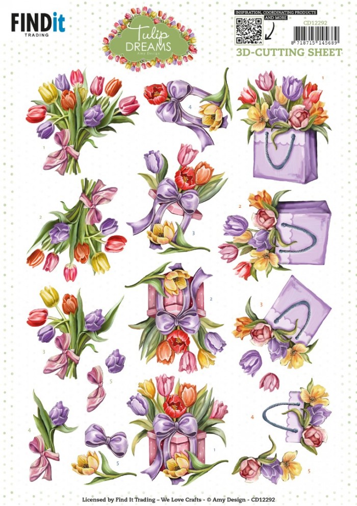 3D Cutting Sheet - Amy Design - Tulip Dreams - Colorful Tulips