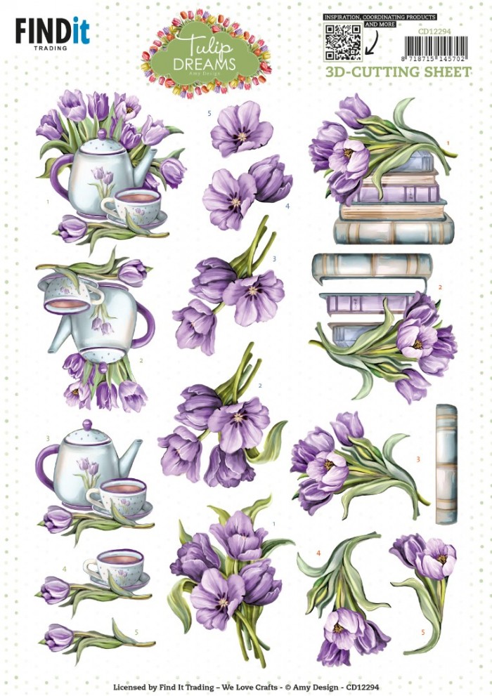 3D Cutting Sheet - Amy Design - Tulip Dreams - Purple Tulips