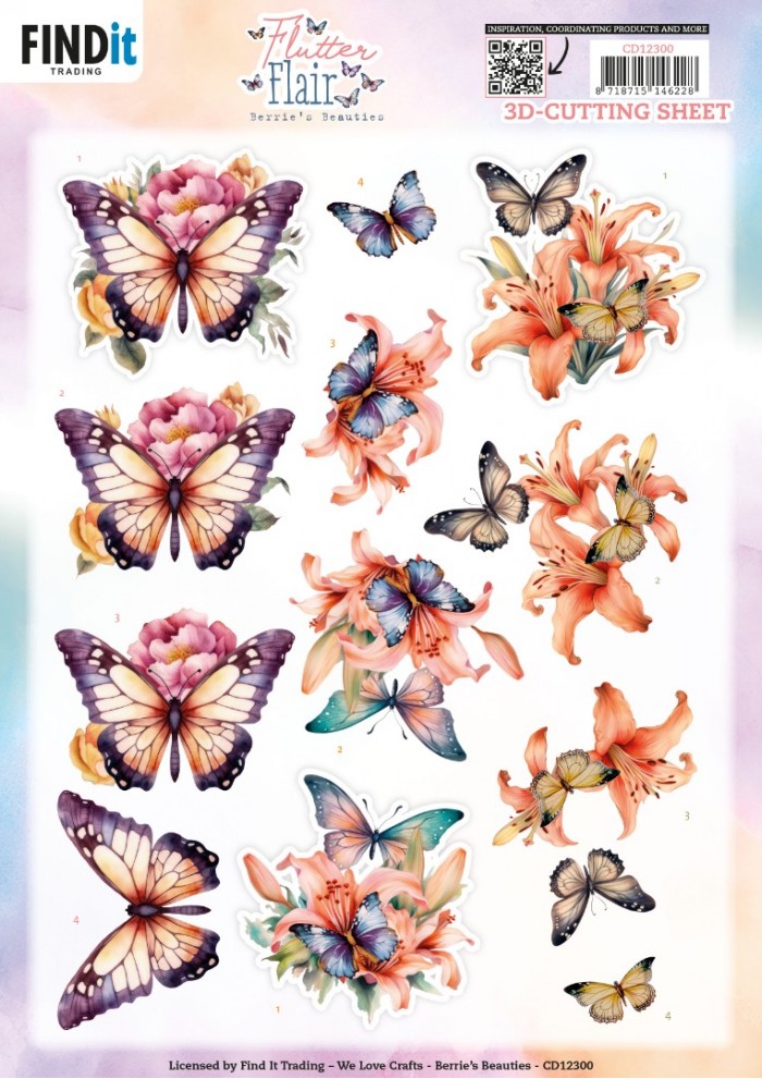 3D Cutting Sheet - Berries Beauties - Flutter Flair - Orange Flutters