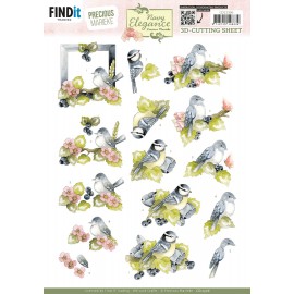 3D Cutting Sheet - Precious Marieke- Navy Elegance - Blue Birds