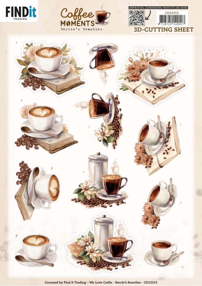 3D Cutting Sheet - Berries Beauties - Coffee Moments - Cup of Coffee