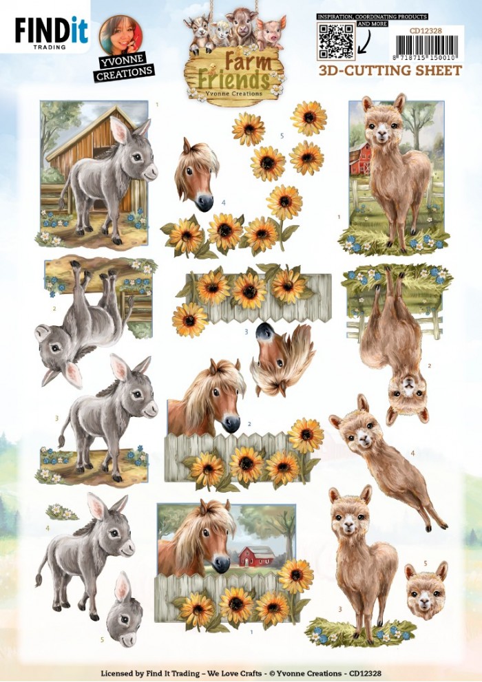 3D Cutting Sheet - Yvonne Creations - Farm Friends - Donkey