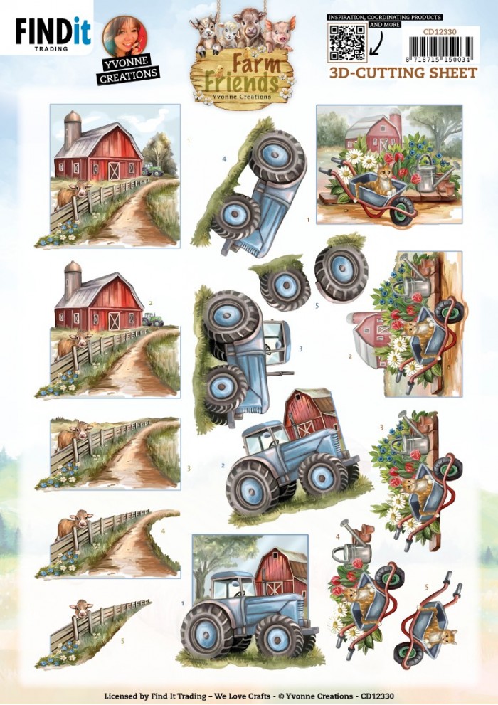 3D Cutting Sheet - Yvonne Creations - Farm Friends - Farmyard