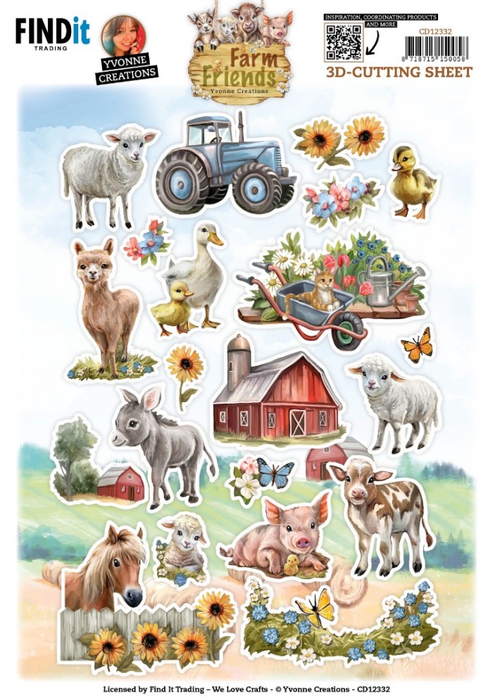 Cutting Sheet - Yvonne Creations - Farm Friends - Small Elements