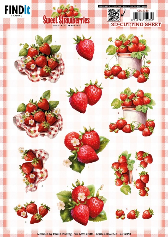 3D Cutting Sheet - Berries Beauties - Sweet Strawberries - Pure Strawberries