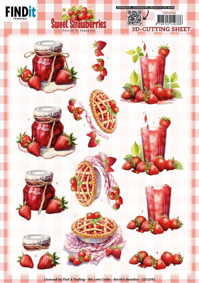 3D Cutting Sheet - Berries Beauties - Sweet Strawberries - Strawberry Pie