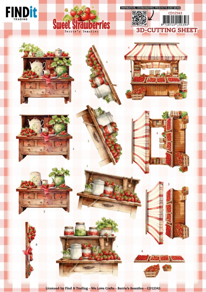 3D Cutting Sheet - Berries Beauties - Sweet Strawberries -Strawberry Sale