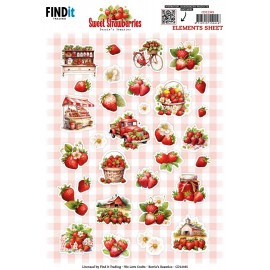 Cutting Sheet - Berries Beauties - Sweet Strawberries - Small Elements