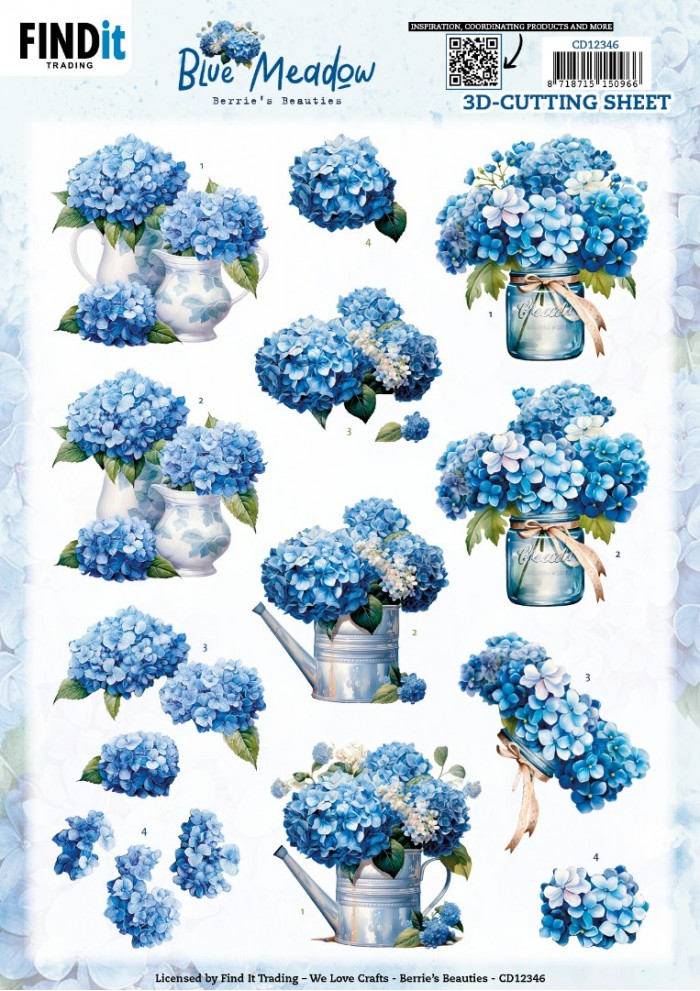 3D Cutting Sheet - Berries Beauties - Blue Meadow - Vase