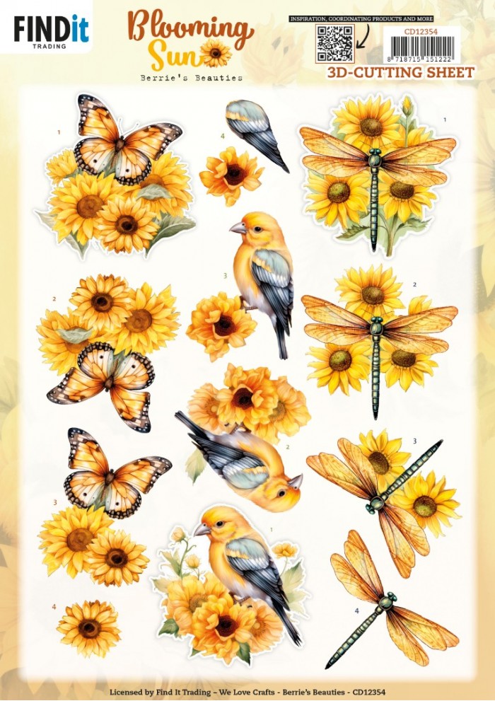 3D Cutting Sheet - Berries Beauties - Blooming sun - Golden Meadow