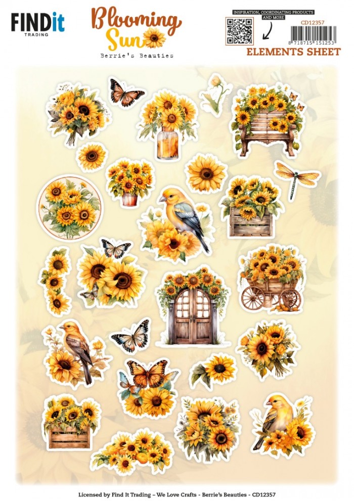 Cutting Sheet - Berries Beauties - Blooming sun - Small Elements