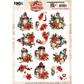 3D Cutting Sheet - Yvonne Ceations - Floral Christmas- Floral Lantern