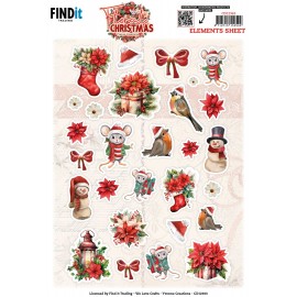 Cutting Sheet - Yvonne Ceations - Floral Christmas- Small Elements