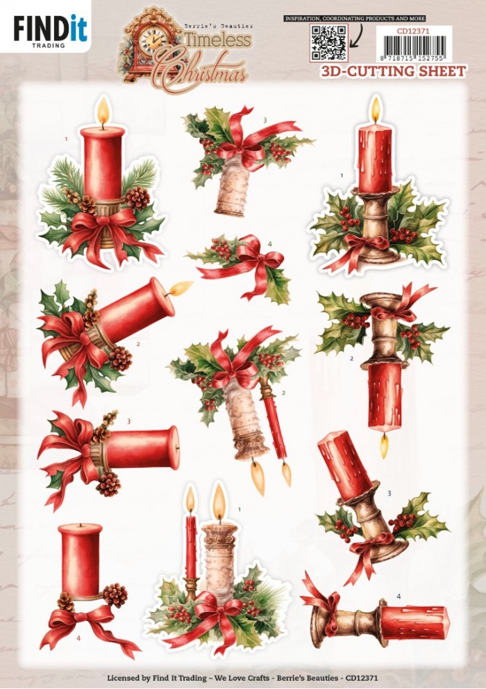 3D Cutting Sheet - Berries Beauties - Timeless Christmas - Timeless Candle