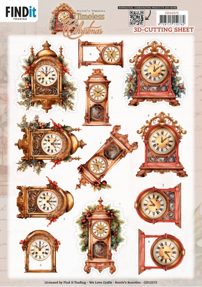 3D Cutting Sheet - Berries Beauties - Timeless Christmas - Timeless Clock