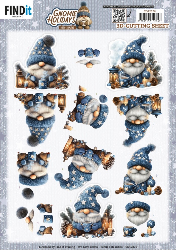 3D Cutting Sheet - Berries Beauties - Gnomie Holidays - Blue