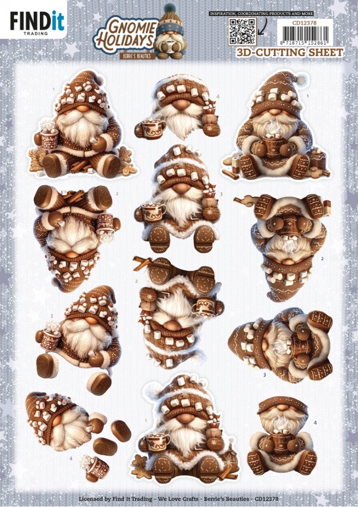 3D Cutting Sheet - Berries Beauties - Gnomie Holidays - Brown