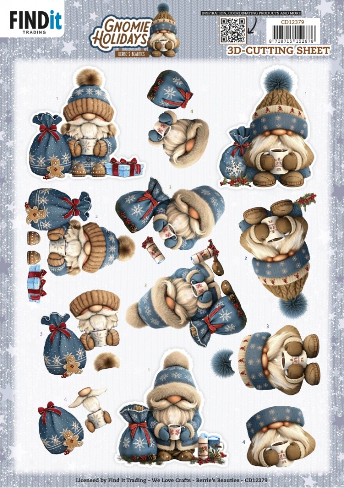3D Cutting Sheet - Berries Beauties - Gnomie Holidays - Navy