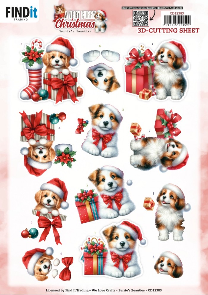 3D Cutting Sheet - Berries Beauties - A Very Furry Christmas - Puppy