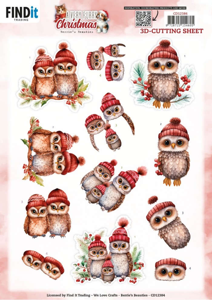 3D Cutting Sheet - Berries Beauties - A Very Furry Christmas - Owl