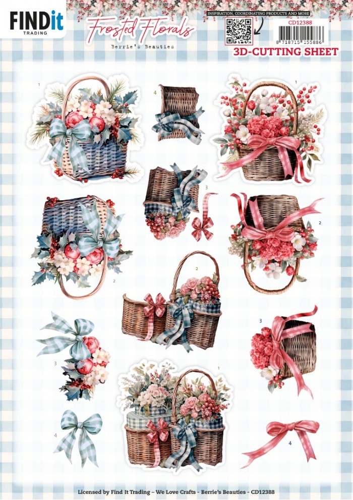 3D Cutting Sheet - Berries Beauties - Frosted Florals - Basket