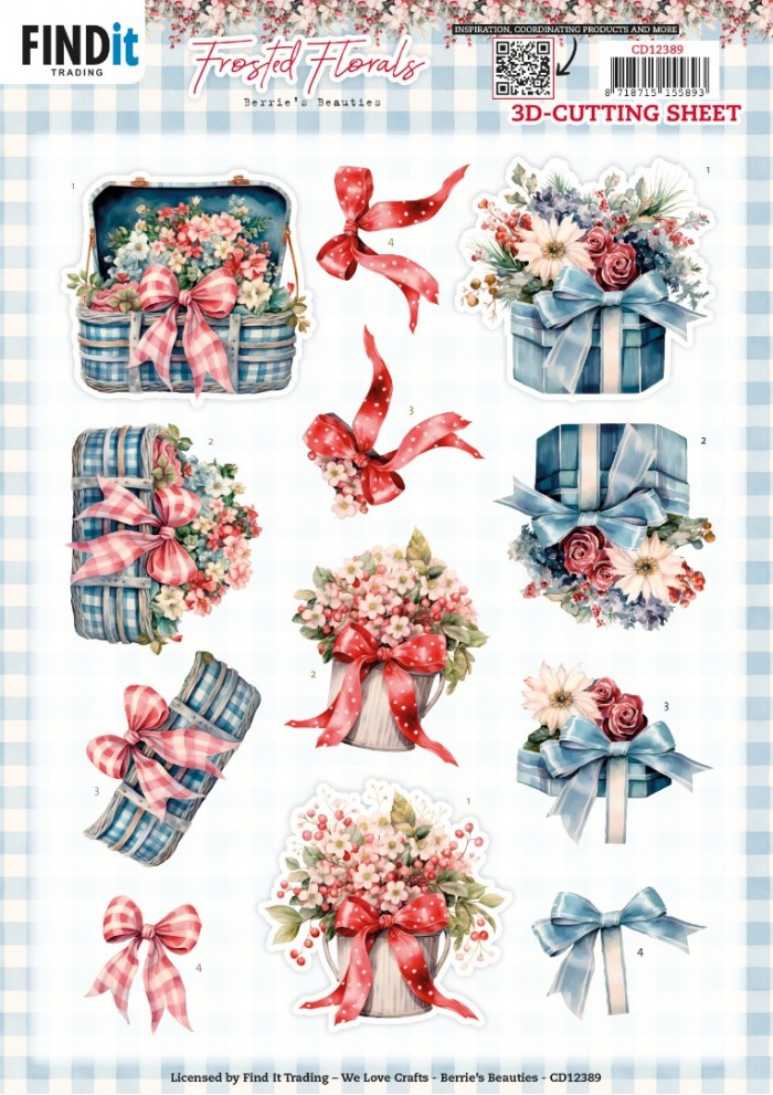 3D Cutting Sheet - Berries Beauties - Frosted Florals - Bow