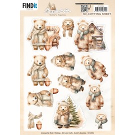 3D Cutting Sheet - Berries Beauties - Cosy WInter - Cosy Bear