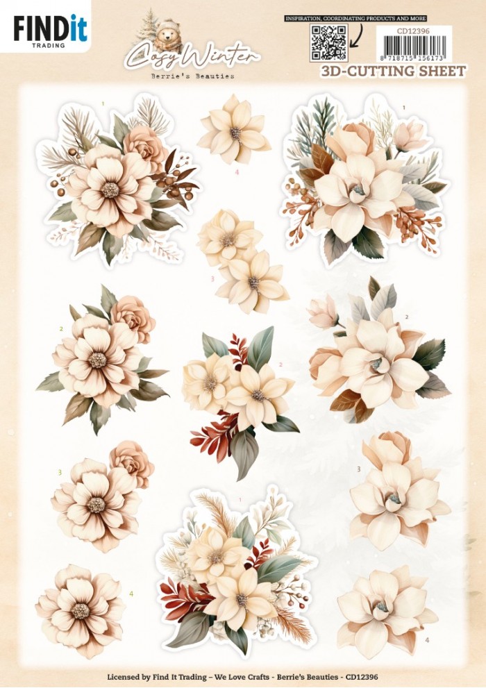 3D Cutting Sheet - Berries Beauties - Cosy WInter - Cosy Flowers