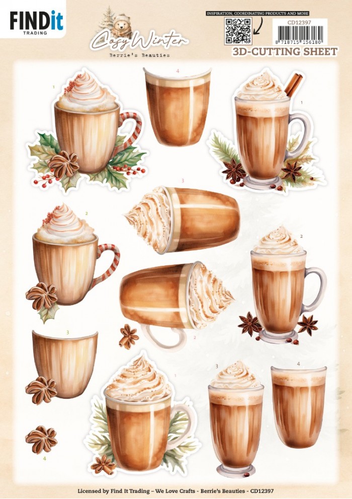 3D Cutting Sheet - Berries Beauties - Cosy WInter - Cosy Drinks