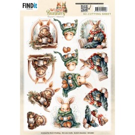 3D Cutting Sheet - Berries Beauties - Winter Bunnies - Cosy Bunnies