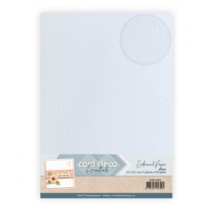 Embossed Paper - Card Deco -  Classic Curl - White