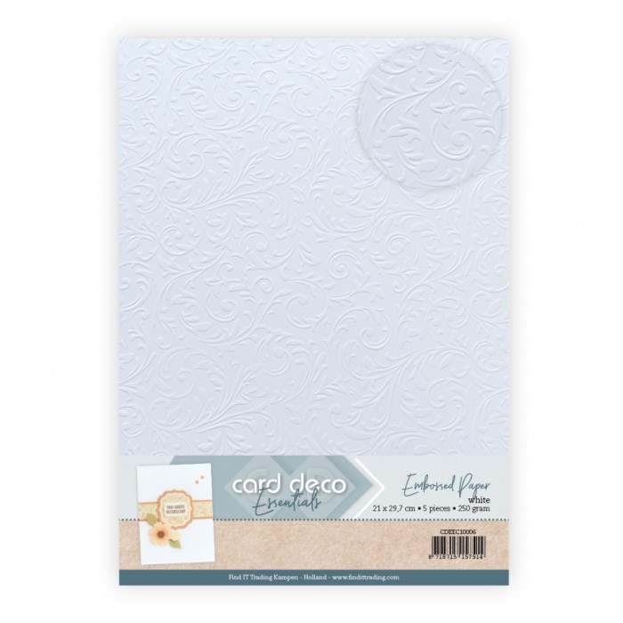 Embossed Paper - Card Deco  Baroque Charm - White