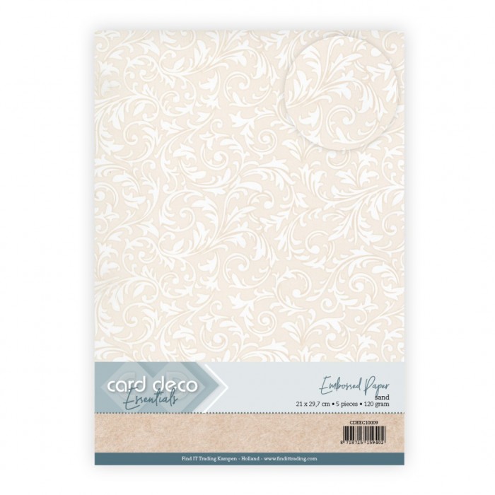 Embossed Paper - Card Deco - Elegant Scroll - Sand