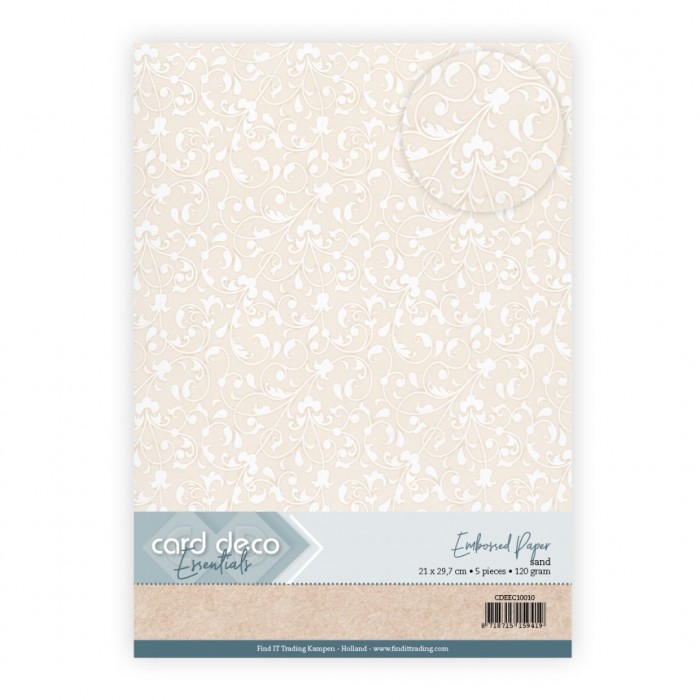 Embossed Paper - Card Deco - Graceful Vines - Sand