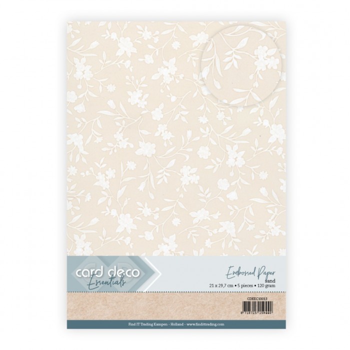 Embossed Paper - Card Deco - Delicate Blossoms - Sand