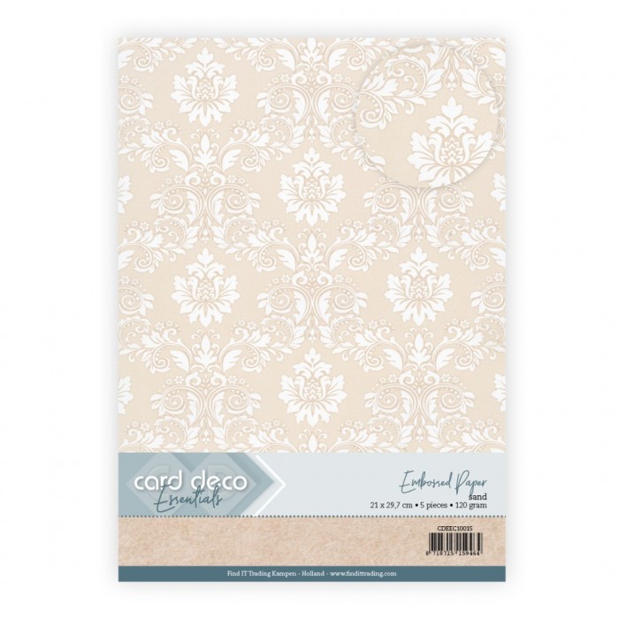 Embossed Paper - Card Deco - Ornate Damask - Sand