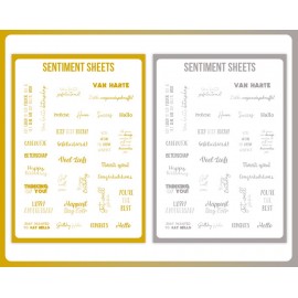 Card Deco - Sentiment Sheet Set - NL - ENG - Hartewensen - Goud - Zilver