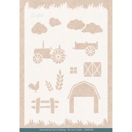 Stencil - Card Deco Essentials - Farm Landscape - A5