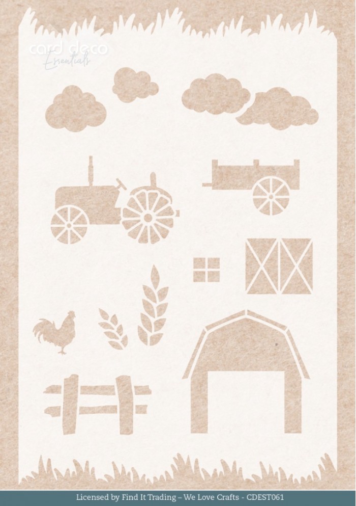 Stencil - Card Deco Essentials - Farm Landscape - A5