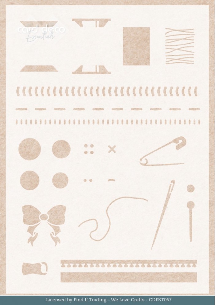 Stencil - Card Deco Essentials - Sewing Serenity - Sewing Stitches - A5