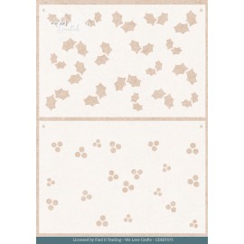 Stencil - Card Deco Essentials - Floral Christmas- Floral Holly Pattern A5