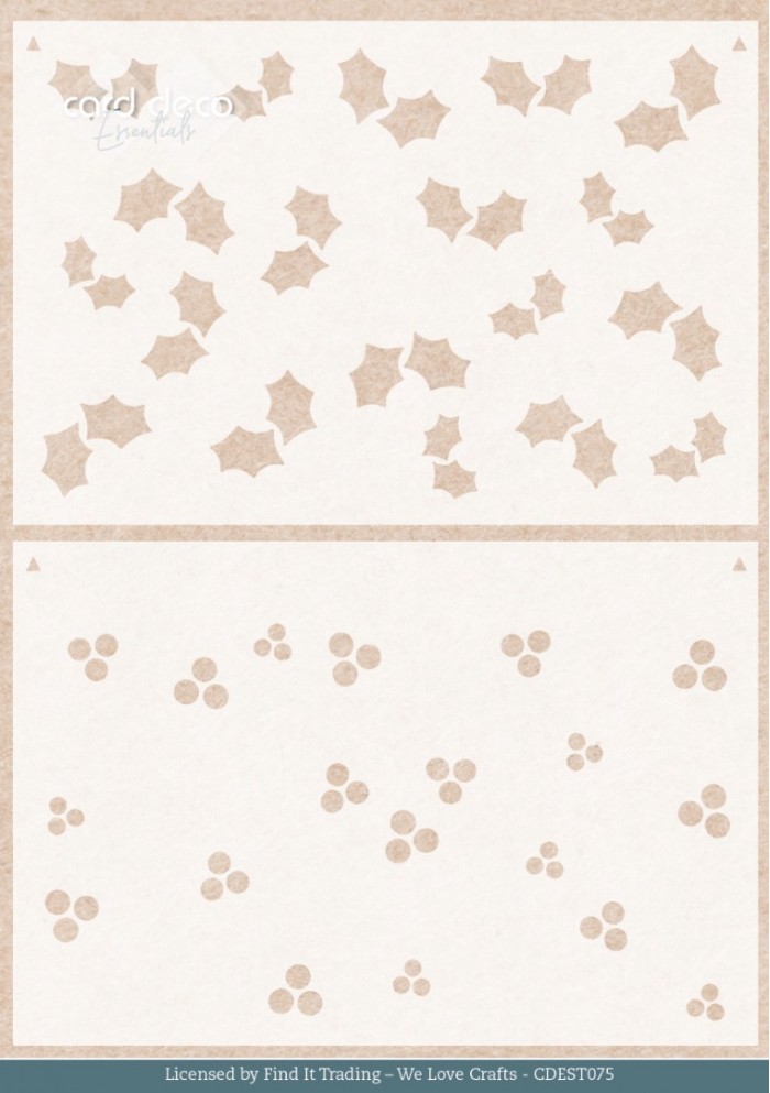 Stencil - Card Deco Essentials - Floral Christmas- Floral Holly Pattern A5